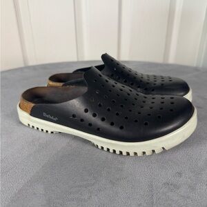 Betula Clogs by Birkenstock Black Leather Slip On Traction Size 8 Garden Clog